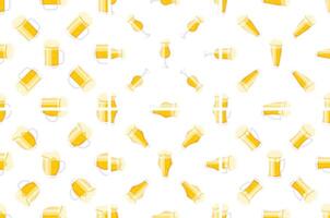 Seamless pattern with beer glasses and mugs showing refreshing golden beverage vector