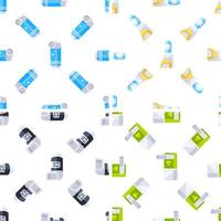 Asthma inhalers and medications creating a seamless pattern for respiratory health awareness vector