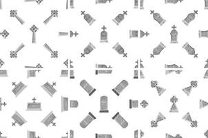 Seamless pattern of gravestones and crosses depicting various states of disrepair and dilapidation vector
