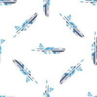 Seamless pattern of passenger airplane flying in different directions vector