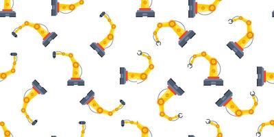 Robotic arms performing repetitive tasks in a seamless pattern, symbolizing automation and industry 4.0 vector