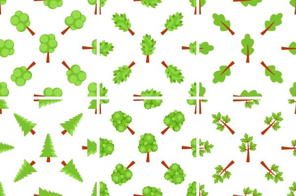Seamless pattern with stylized green trees is creating a natural and vibrant forest atmosphere