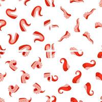 Seamless pattern with red octopus tentacles showing suction cups on white background vector