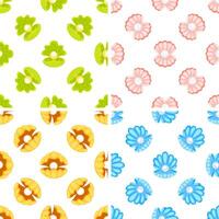 Colorful open oyster pearl shells seamless pattern set vector
