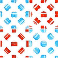 Portable fridge and cooler boxes seamless pattern repeating red and blue on white background vector