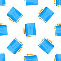 Seamless pattern of blue books with bookmarks and pencils, symbolizing learning and education vector