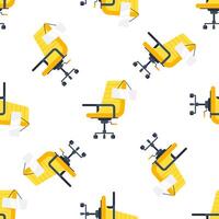 Yellow Office Chairs with Blank Paper Pattern on White Background vector