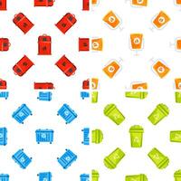 Colorful garbage bins seamless pattern promoting recycling and waste management vector