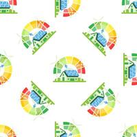 Eco friendly house using renewable energy showing high energy efficiency rating on colorful chart vector