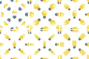 Seamless pattern with different types of light bulbs representing ideas and innovation vector