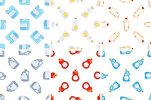 Cleaning product bottles forming a seamless pattern on white background vector