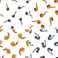 Smoking pipe pattern showing different wooden and gray pipes rotating on white background vector