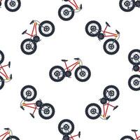 Red fat bike repeating pattern on white background vector