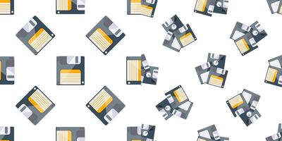 Seamless pattern of floppy disks representing saving data and obsolete technology vector