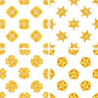 Seamless pattern with golden sheriff star and badge showing authority and law enforcement vector