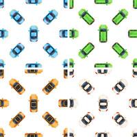 Seamless pattern of colorful cars parking viewed from above vector
