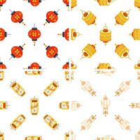 Seamless pattern with colorful chinese paper lanterns celebrating lunar new year vector