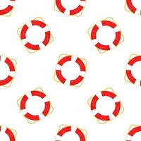Seamless pattern of lifebuoy ring floating on white background representing safety and rescue vector