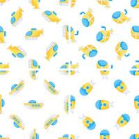 Seamless pattern with bathyscaphe diving underwater exploring ocean depths vector