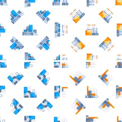 Industrial factory manufacturing plant power station building seamless pattern background