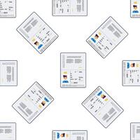 Seamless pattern with biometric passport open on personal data page showing identity document with photo, name and personal information vector
