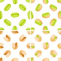 Pistachio Nuts Seamless Pattern Showing Various Stages of Opening vector