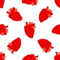 Realistic Human Heart Seamless Pattern Repeating on White Background vector