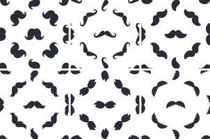 Mustache seamless pattern repeating on white background vector