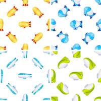Airship seamless pattern repeating background tile with colorful blimps flying vector