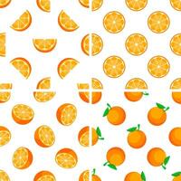 Seamless pattern with oranges, slices and halves creating a vibrant citrus design vector