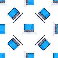 Seamless pattern featuring laptops from various angles, perfect for tech related designs vector