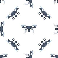 Seamless pattern of surveillance drones flying and recording vector