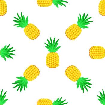 Seamless pattern of pineapples rotating on white background vector