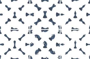 Seamless pattern with dark blue chess pieces on white background representing strategy and competition vector