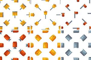 Mailboxes pattern showing different types of post boxes for receiving letters vector