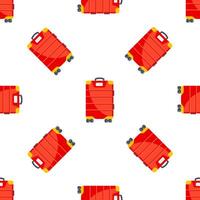Red Rolling Suitcase Seamless Pattern on White Background for Travel and Tourism Designs vector