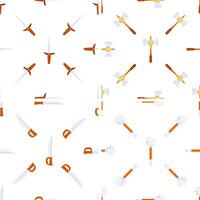 Seamless pattern featuring various medieval weapons, ideal for textile, wrapping paper, or wallpaper designs vector