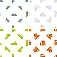Seamless pattern with snowy mountains, green hills and canyons creating a beautiful landscape background vector