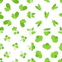 Seamless pattern with green leaves of various shapes creating a vibrant botanical design vector