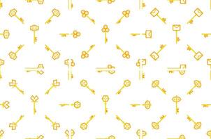 Golden Keys and Envelopes Seamless Pattern on White Background vector