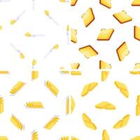 Seamless pattern with butter curls, toast, knife and butter dish on white background vector