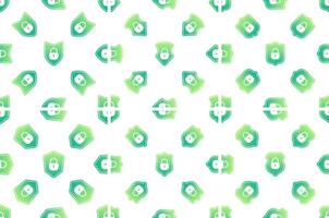 Green shield and lock security seamless pattern protecting data on white background vector