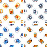 Seamless pattern with colorful multimeters showing electrical measurement testing equipment for electricians and engineers vector