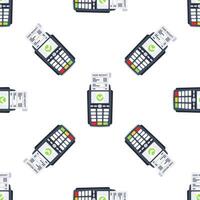 Pos terminal printing cash receipt seamless pattern on white background vector