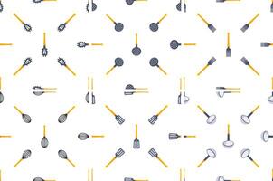 Seamless pattern of kitchen utensils forming a culinary background vector