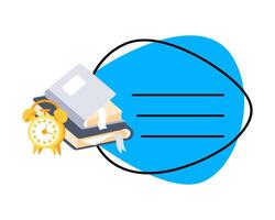 Stack of Books and Alarm Clock Symbolizing Time Management and Education vector