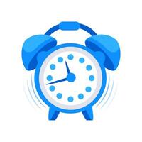 Blue alarm clock ringing loudly showing the time vector