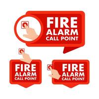 Hand pushing fire alarm button in case of emergency vector