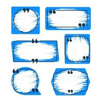 Set of quote frames with quotation marks showing various shapes and scribble filling vector