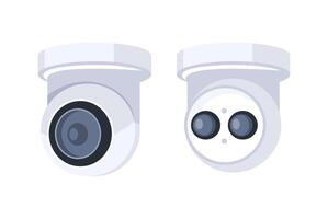 Two dome security cameras, ensuring safety and monitoring vector